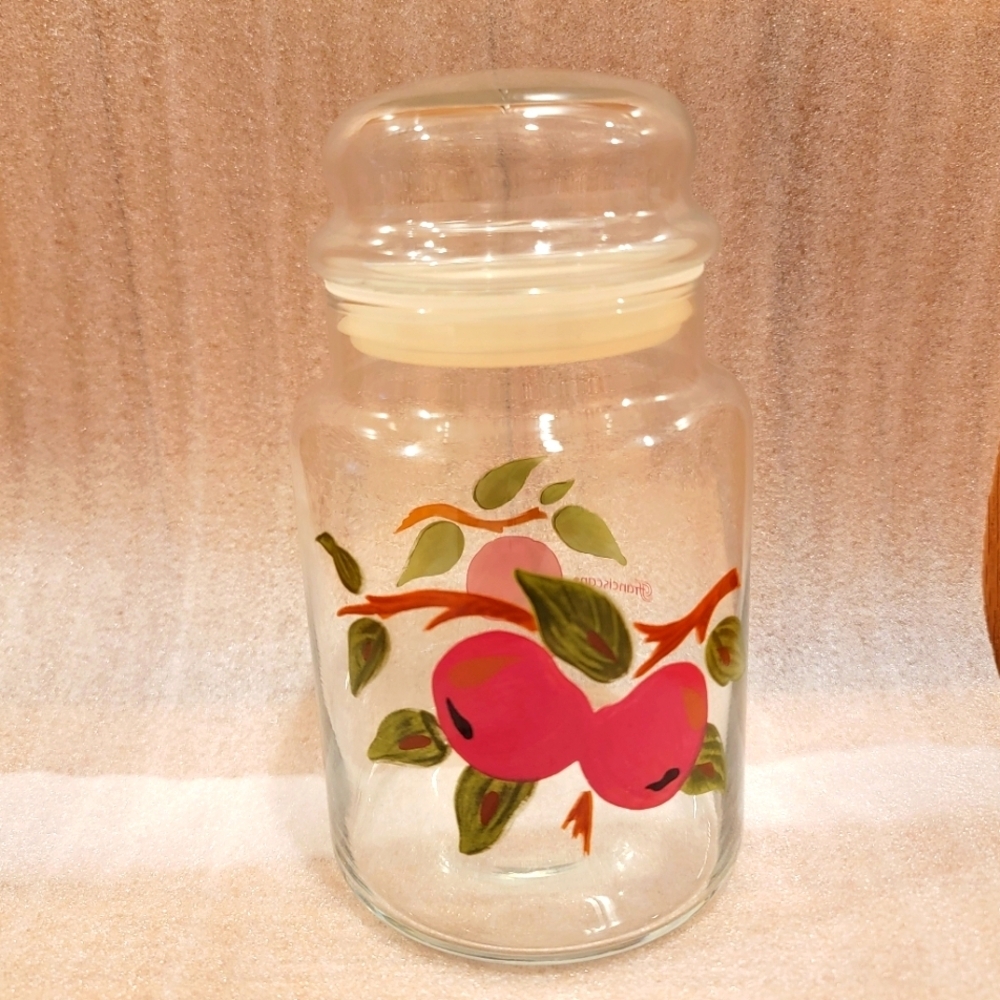 Vintage Franciscan Glassware Storage Jar and Lid Apple (England Backstamp)